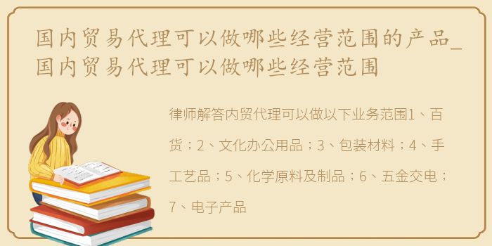国内贸易代理的经营范围与产品类别解析